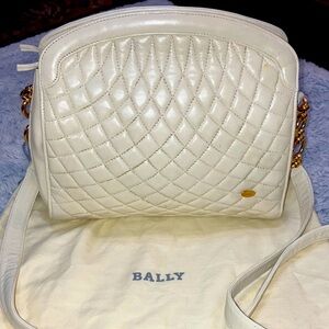 Bally Ivory Quilted leather Crossbody with gold hardware comes with dust bag